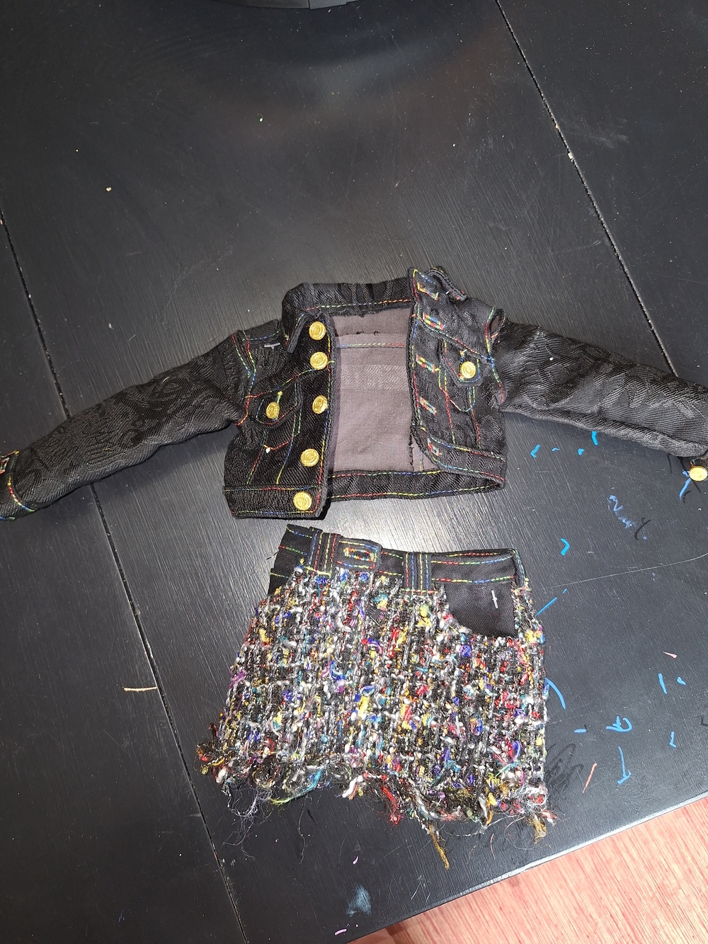 Rainbow High Doll Clothes Denim Jacket and Tweed Skirt Set